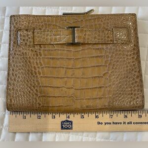 Abas Reptile Skin Clutch Bag gold Tone Clasp